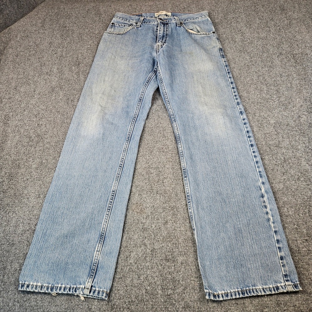 Levi Strauss Signature Mens Straight Leg Jeans Light Wash Blue Denim 30x32
